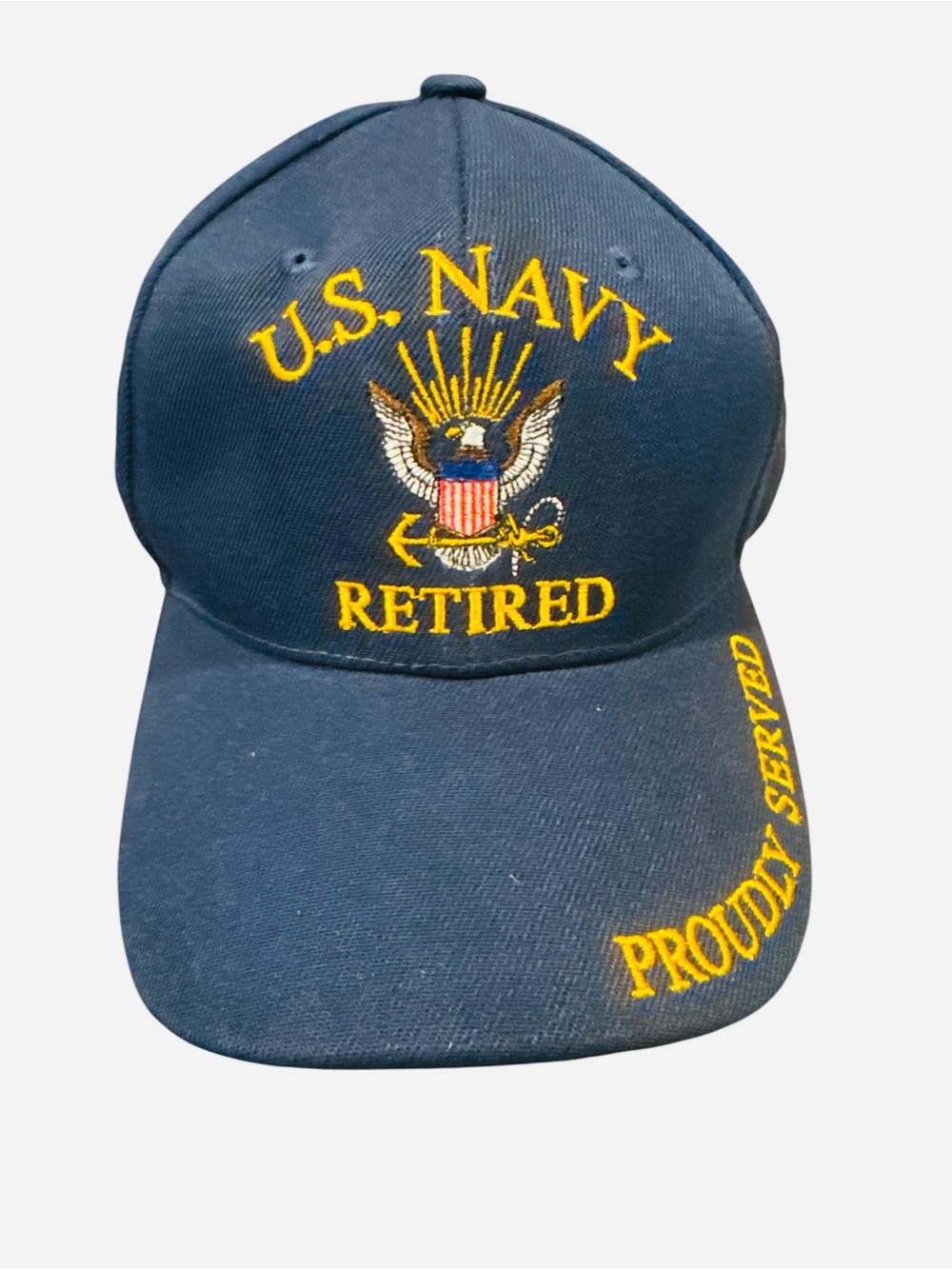 U.S. Navy Retired Embroidered Cap in Navy Blue & Gold